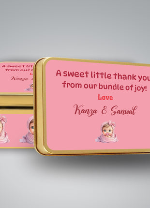 Premium Birth Announcement Tin Boxes – Custom Printed Baby Arrival Gifts & Methie Boxes in Pakistan