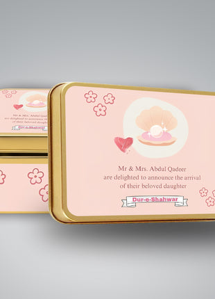 Premium Birth Announcement Tin Boxes – Custom Printed Baby Arrival Gifts & Methie Boxes in Pakistan