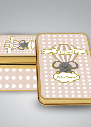 Premium Birth Announcement Tin Boxes – Custom Printed Baby Arrival Gifts & Methie Boxes in Pakistan