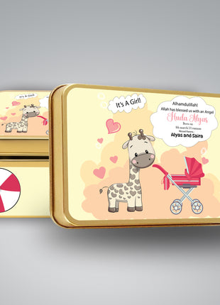 Premium Birth Announcement Tin Boxes – Custom Printed Baby Arrival Gifts & Methie Boxes in Pakistan