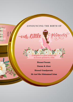 Premium Birth Announcement Tin Boxes – Custom Printed Baby Arrival Gifts & Methie Boxes in Pakistan