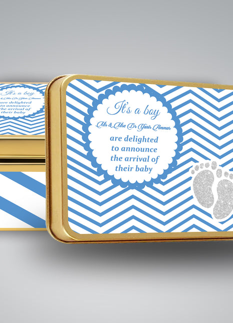 Premium Birth Announcement Tin Boxes – Custom Printed Baby Arrival Gifts & Methie Boxes in Pakistan