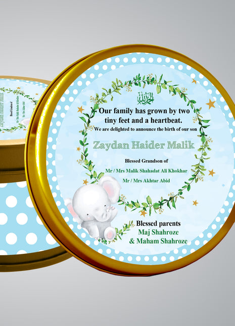 Premium Birth Announcement Tin Boxes – Custom Printed Baby Arrival Gifts & Methie Boxes in Pakistan