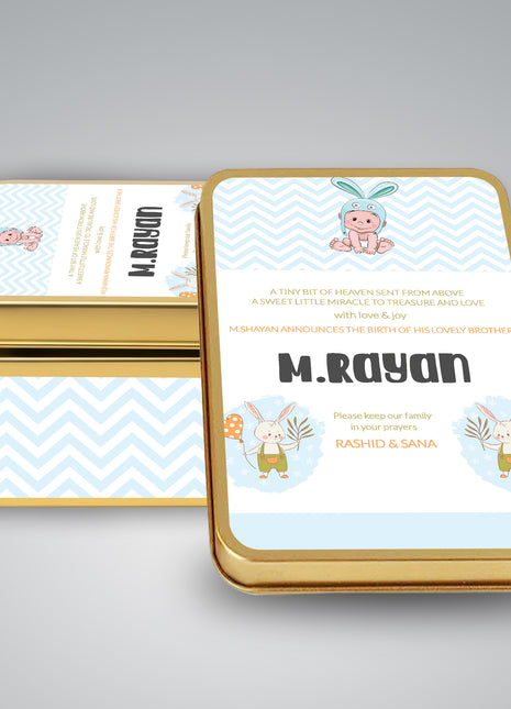 Premium Birth Announcement Tin Boxes – Custom Printed Baby Arrival Gifts & Methie Boxes in Pakistan
