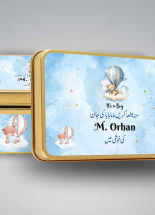 Premium Birth Announcement Tin Boxes – Custom Printed Baby Arrival Gifts & Methie Boxes in Pakistan