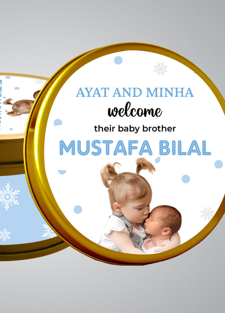 Premium Birth Announcement Tin Boxes – Custom Printed Baby Arrival Gifts & Methie Boxes in Pakistan