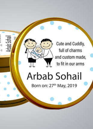 Premium Birth Announcement Tin Boxes – Custom Printed Baby Arrival Gifts & Methie Boxes in Pakistan