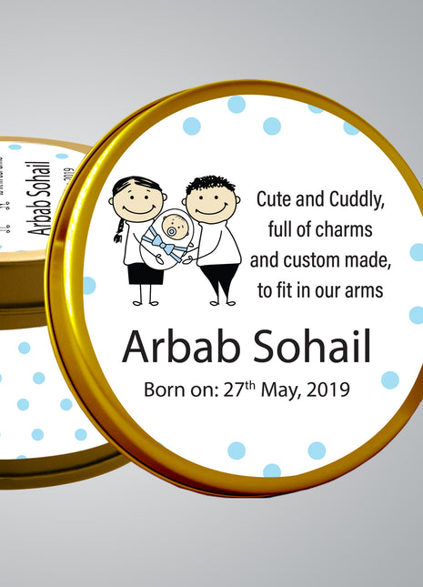 Premium Birth Announcement Tin Boxes – Custom Printed Baby Arrival Gifts & Methie Boxes in Pakistan