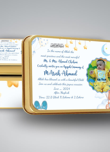 Premium Birth Announcement Tin Boxes – Custom Printed Baby Arrival Gifts & Methie Boxes in Pakistan
