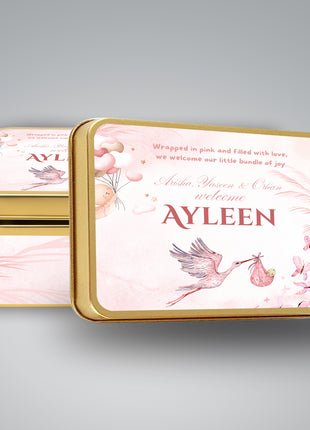 Premium Birth Announcement Tin Boxes – Custom Printed Baby Arrival Gifts & Methie Boxes in Pakistan