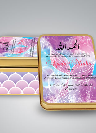 Premium Birth Announcement Tin Boxes – Custom Printed Baby Arrival Gifts & Methie Boxes in Pakistan
