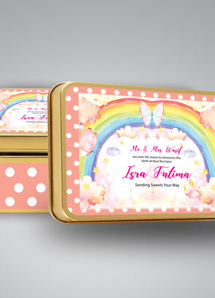 Premium Birth Announcement Tin Boxes – Custom Printed Baby Arrival Gifts & Methie Boxes in Pakistan