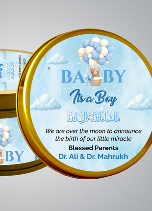 Premium Birth Announcement Tin Boxes – Custom Printed Baby Arrival Gifts & Methie Boxes in Pakistan