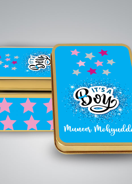 Premium Birth Announcement Tin Boxes – Custom Printed Baby Arrival Gifts & Methie Boxes in Pakistan