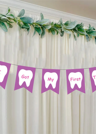 First Tooth Bunting Banner