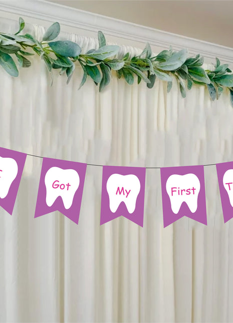 First Tooth Bunting Banner