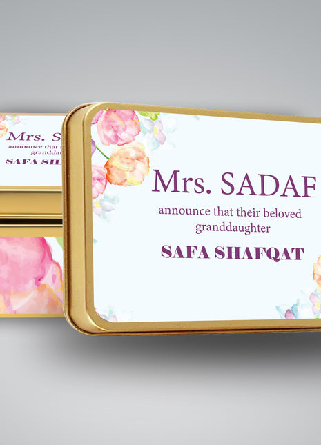 Premium Birth Announcement Tin Boxes – Custom Printed Baby Arrival Gifts & Methie Boxes in Pakistan