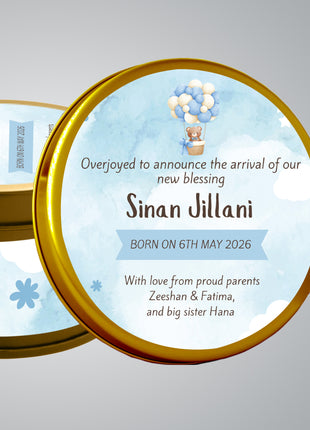 Premium Birth Announcement Tin Boxes – Custom Printed Baby Arrival Gifts & Methie Boxes in Pakistan (Copy)
