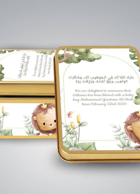 Premium Birth Announcement Tin Boxes – Custom Printed Baby Arrival Gifts & Methie Boxes in Pakistan