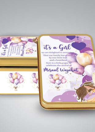 Premium Birth Announcement Tin Boxes – Custom Printed Baby Arrival Gifts & Methie Boxes in Pakistan