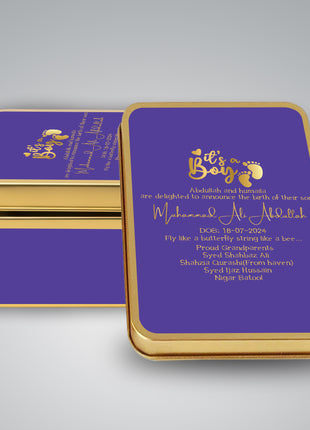 Premium Birth Announcement Tin Boxes – Custom Printed Baby Arrival Gifts & Methie Boxes in Pakistan