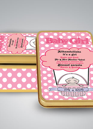 Premium Birth Announcement Tin Boxes – Custom Printed Baby Arrival Gifts & Methie Boxes in Pakistan