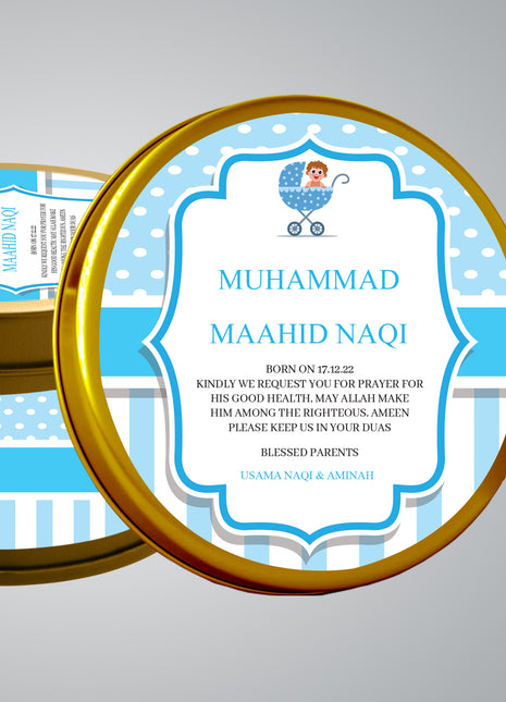 Premium Birth Announcement Tin Boxes – Custom Printed Baby Arrival Gifts & Methie Boxes in Pakistan