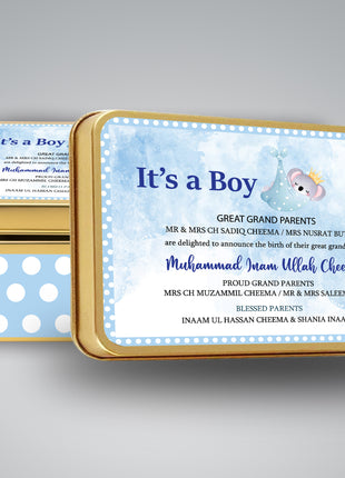 Premium Birth Announcement Tin Boxes – Custom Printed Baby Arrival Gifts & Methie Boxes in Pakistan