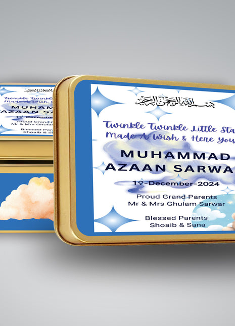 Premium Birth Announcement Tin Boxes – Custom Printed Baby Arrival Gifts & Methie Boxes in Pakistan