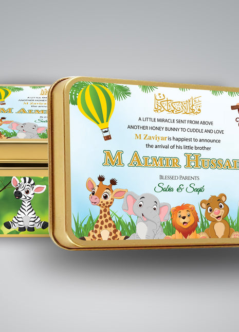 Premium Birth Announcement Tin Boxes – Custom Printed Baby Arrival Gifts & Methie Boxes in Pakistan