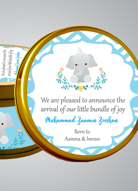 Premium Birth Announcement Tin Boxes – Custom Printed Baby Arrival Gifts & Methie Boxes in Pakistan