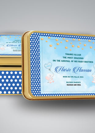 Premium Birth Announcement Tin Boxes – Custom Printed Baby Arrival Gifts & Methie Boxes in Pakistan