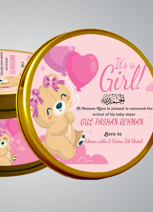 Premium Birth Announcement Tin Boxes – Custom Printed Baby Arrival Gifts & Methie Boxes in Pakistan