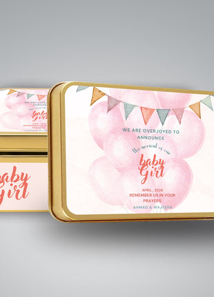 Premium Birth Announcement Tin Boxes – Custom Printed Baby Arrival Gifts & Methie Boxes in Pakistan