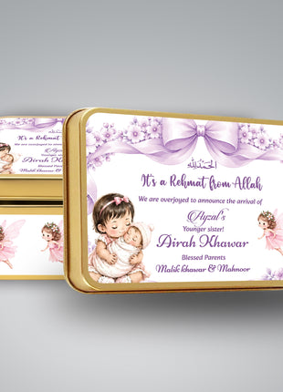 Premium Birth Announcement Tin Boxes – Custom Printed Baby Arrival Gifts & Methie Boxes in Pakistan