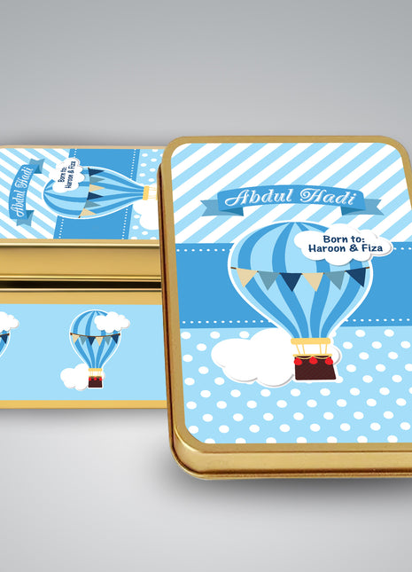 Premium Birth Announcement Tin Boxes – Custom Printed Baby Arrival Gifts & Methie Boxes in Pakistan
