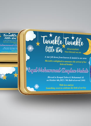 Premium Birth Announcement Tin Boxes – Custom Printed Baby Arrival Gifts & Methie Boxes