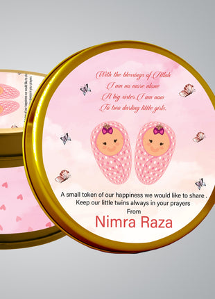 Premium Birth Announcement Tin Boxes – Custom Printed Baby Arrival Gifts & Methie Boxes in Pakistan