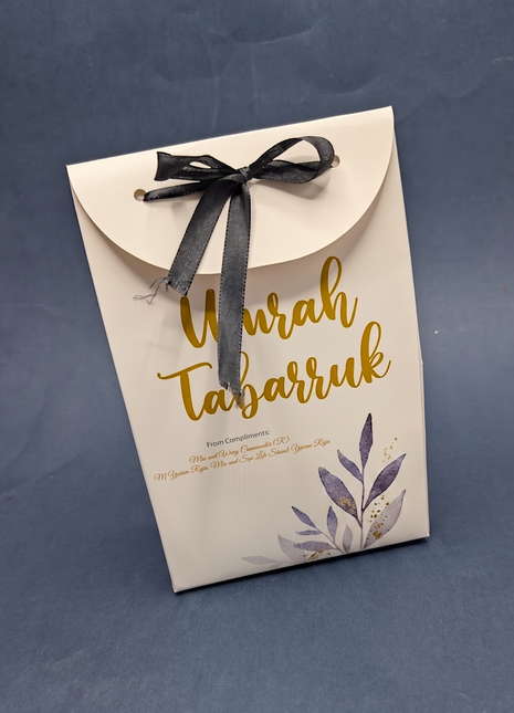 Hajj and Umrah Tabarruk Gift Bags - Flap Style - Customizable | Affordable | Fast Delivery
