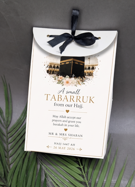 Hajj and Umrah Tabarruk Gift Bags - Flap Style - Customizable | Affordable | Fast Delivery